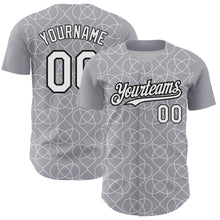 Load image into Gallery viewer, Custom Gray White-Black 3D Pattern Design Arabesque Shape Authentic Baseball Jersey