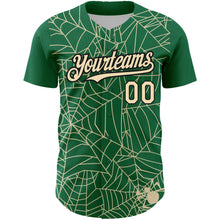 Load image into Gallery viewer, Custom Kelly Green Cream-Black 3D Pattern Design Spider Web Authentic Baseball Jersey