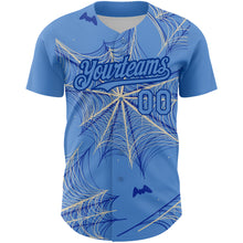 Charger l'image dans la galerie, Custom Light Blue Cream-Royal 3D Pattern Design Spider Web Authentic Baseball Jersey