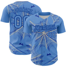 Charger l'image dans la galerie, Custom Light Blue Cream-Royal 3D Pattern Design Spider Web Authentic Baseball Jersey