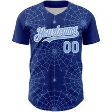 Load image into Gallery viewer, Custom Royal Light Blue-White 3D Pattern Design Spider Web Authentic Baseball Jersey