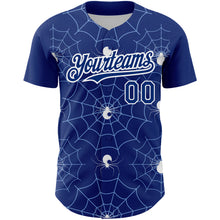 Load image into Gallery viewer, Custom Royal Light Blue-White 3D Pattern Design Spider Web Authentic Baseball Jersey