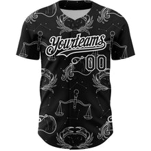 Загрузить изображение в средство просмотра галереи, Custom Black White 3D Pattern Design Zodiac Authentic Baseball Jersey