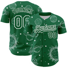Load image into Gallery viewer, Custom Kelly Green White 3D Pattern Design Planets Authentic Baseball Jersey