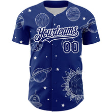 Load image into Gallery viewer, Custom Royal White 3D Pattern Design Planets Authentic Baseball Jersey