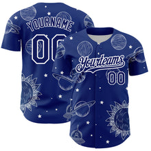 Load image into Gallery viewer, Custom Royal White 3D Pattern Design Planets Authentic Baseball Jersey