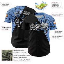 Load image into Gallery viewer, Custom Black Light Blue-White 3D Pattern Design Spider Web Authentic Baseball Jersey