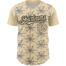 Charger l'image dans la galerie, Custom Cream Black 3D Pattern Design Spider Web Authentic Baseball Jersey