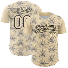 Charger l'image dans la galerie, Custom Cream Black 3D Pattern Design Spider Web Authentic Baseball Jersey