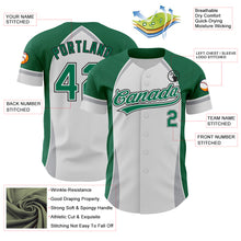 Laden Sie das Bild in den Galerie-Viewer, Custom White Kelly Green Gray-Black 3D Pattern Design Curve Solid Authentic Baseball Jersey