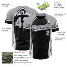 Load image into Gallery viewer, Custom Black Gray-White 3D Pattern Design Curve Solid Authentic Baseball Jersey