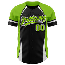 Загрузить изображение в средство просмотра галереи, Custom Black Neon Green-White 3D Pattern Design Curve Solid Authentic Baseball Jersey