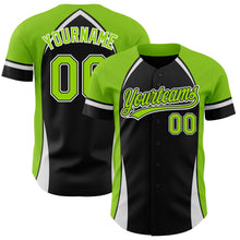 Загрузить изображение в средство просмотра галереи, Custom Black Neon Green-White 3D Pattern Design Curve Solid Authentic Baseball Jersey