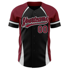 Загрузить изображение в средство просмотра галереи, Custom Black Crimson-White 3D Pattern Design Curve Solid Authentic Baseball Jersey