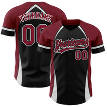 Загрузить изображение в средство просмотра галереи, Custom Black Crimson-White 3D Pattern Design Curve Solid Authentic Baseball Jersey