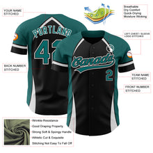 Load image into Gallery viewer, Custom Black Teal-White 3D Pattern Design Curve Solid Authentic Baseball Jersey