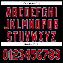 Charger l'image dans la galerie, Custom Black Red-Light Blue 3D Pattern Design Curve Solid Authentic Baseball Jersey