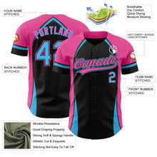 Загрузить изображение в средство просмотра галереи, Custom Black Sky Blue-Pink 3D Pattern Design Curve Solid Authentic Baseball Jersey