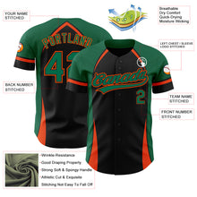 Load image into Gallery viewer, Custom Black Kelly Green-Orange 3D Pattern Design Curve Solid Authentic Baseball Jersey