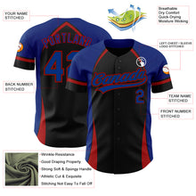 Load image into Gallery viewer, Custom Black Royal-Red 3D Pattern Design Curve Solid Authentic Baseball Jersey