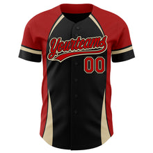 Load image into Gallery viewer, Custom Black Red-Cream 3D Pattern Design Curve Solid Authentic Baseball Jersey