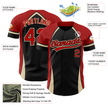 Load image into Gallery viewer, Custom Black Red-Cream 3D Pattern Design Curve Solid Authentic Baseball Jersey