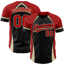 Load image into Gallery viewer, Custom Black Red-Cream 3D Pattern Design Curve Solid Authentic Baseball Jersey