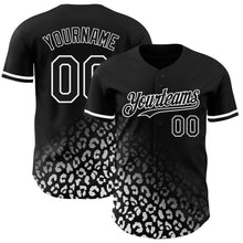 Load image into Gallery viewer, Custom Black White 3D Pattern Design Leopard Print Fade Fashion Authentic Baseball Jersey