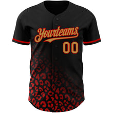 Загрузить изображение в средство просмотра галереи, Custom Black Old Gold-Red 3D Pattern Design Leopard Print Fade Fashion Authentic Baseball Jersey