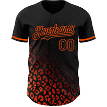 Laden Sie das Bild in den Galerie-Viewer, Custom Black Orange 3D Pattern Design Leopard Print Fade Fashion Authentic Baseball Jersey