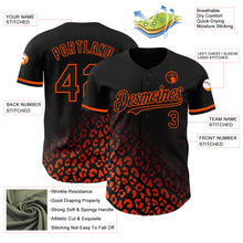 Laden Sie das Bild in den Galerie-Viewer, Custom Black Orange 3D Pattern Design Leopard Print Fade Fashion Authentic Baseball Jersey