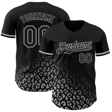 Charger l'image dans la galerie, Custom Black Gray 3D Pattern Design Leopard Print Fade Fashion Authentic Baseball Jersey
