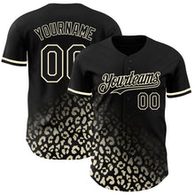 Load image into Gallery viewer, Custom Black Cream 3D Pattern Design Leopard Print Fade Fashion Authentic Baseball Jersey