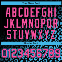 Laden Sie das Bild in den Galerie-Viewer, Custom Black Pink-Sky Blue 3D Pattern Design Leopard Print Fade Fashion Authentic Baseball Jersey