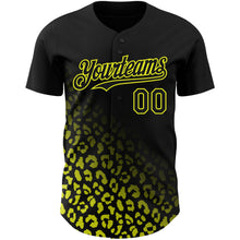 Charger l'image dans la galerie, Custom Black Neon Yellow 3D Pattern Design Leopard Print Fade Fashion Authentic Baseball Jersey
