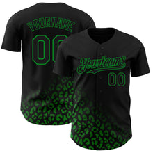 Загрузить изображение в средство просмотра галереи, Custom Black Grass Green 3D Pattern Design Leopard Print Fade Fashion Authentic Baseball Jersey