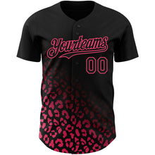 Charger l'image dans la galerie, Custom Black Neon Pink 3D Pattern Design Leopard Print Fade Fashion Authentic Baseball Jersey