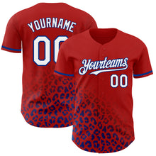 Laden Sie das Bild in den Galerie-Viewer, Custom Red White-Royal 3D Pattern Design Leopard Print Fade Fashion Authentic Baseball Jersey