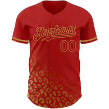 Charger l'image dans la galerie, Custom Red Old Gold 3D Pattern Design Leopard Print Fade Fashion Authentic Baseball Jersey