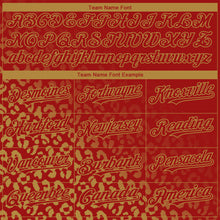 Charger l'image dans la galerie, Custom Red Old Gold 3D Pattern Design Leopard Print Fade Fashion Authentic Baseball Jersey