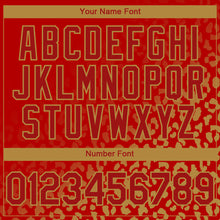 Charger l'image dans la galerie, Custom Red Old Gold 3D Pattern Design Leopard Print Fade Fashion Authentic Baseball Jersey