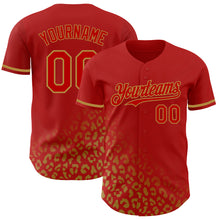 Charger l'image dans la galerie, Custom Red Old Gold 3D Pattern Design Leopard Print Fade Fashion Authentic Baseball Jersey