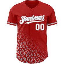 Laden Sie das Bild in den Galerie-Viewer, Custom Red White-Gray 3D Pattern Design Leopard Print Fade Fashion Authentic Baseball Jersey