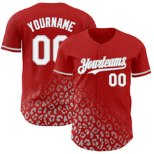Laden Sie das Bild in den Galerie-Viewer, Custom Red White-Gray 3D Pattern Design Leopard Print Fade Fashion Authentic Baseball Jersey