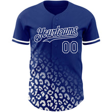Charger l'image dans la galerie, Custom Royal White 3D Pattern Design Leopard Print Fade Fashion Authentic Baseball Jersey