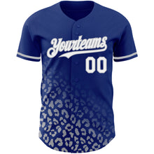 Charger l'image dans la galerie, Custom Royal White-Gray 3D Pattern Design Leopard Print Fade Fashion Authentic Baseball Jersey