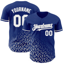 Charger l'image dans la galerie, Custom Royal White-Gray 3D Pattern Design Leopard Print Fade Fashion Authentic Baseball Jersey