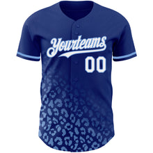 Charger l'image dans la galerie, Custom Royal White-Light Blue 3D Pattern Design Leopard Print Fade Fashion Authentic Baseball Jersey