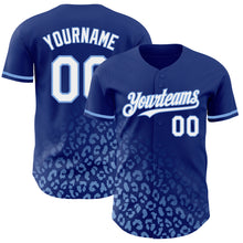 Charger l'image dans la galerie, Custom Royal White-Light Blue 3D Pattern Design Leopard Print Fade Fashion Authentic Baseball Jersey
