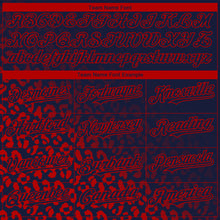 Charger l'image dans la galerie, Custom Navy Red 3D Pattern Design Leopard Print Fade Fashion Authentic Baseball Jersey